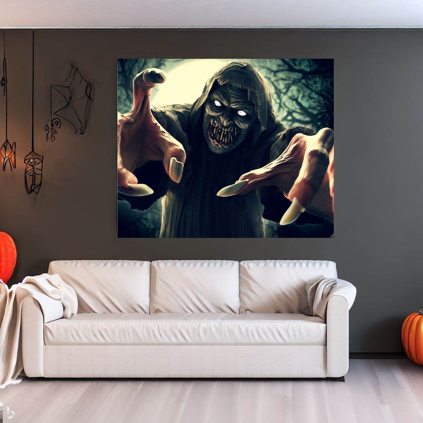 Scary Halloween Wall Art, Spooky Canvas Painting, Halloween Party Decoration, Scary Wall Art, Monster Wall Art, Gift for Halloween Party