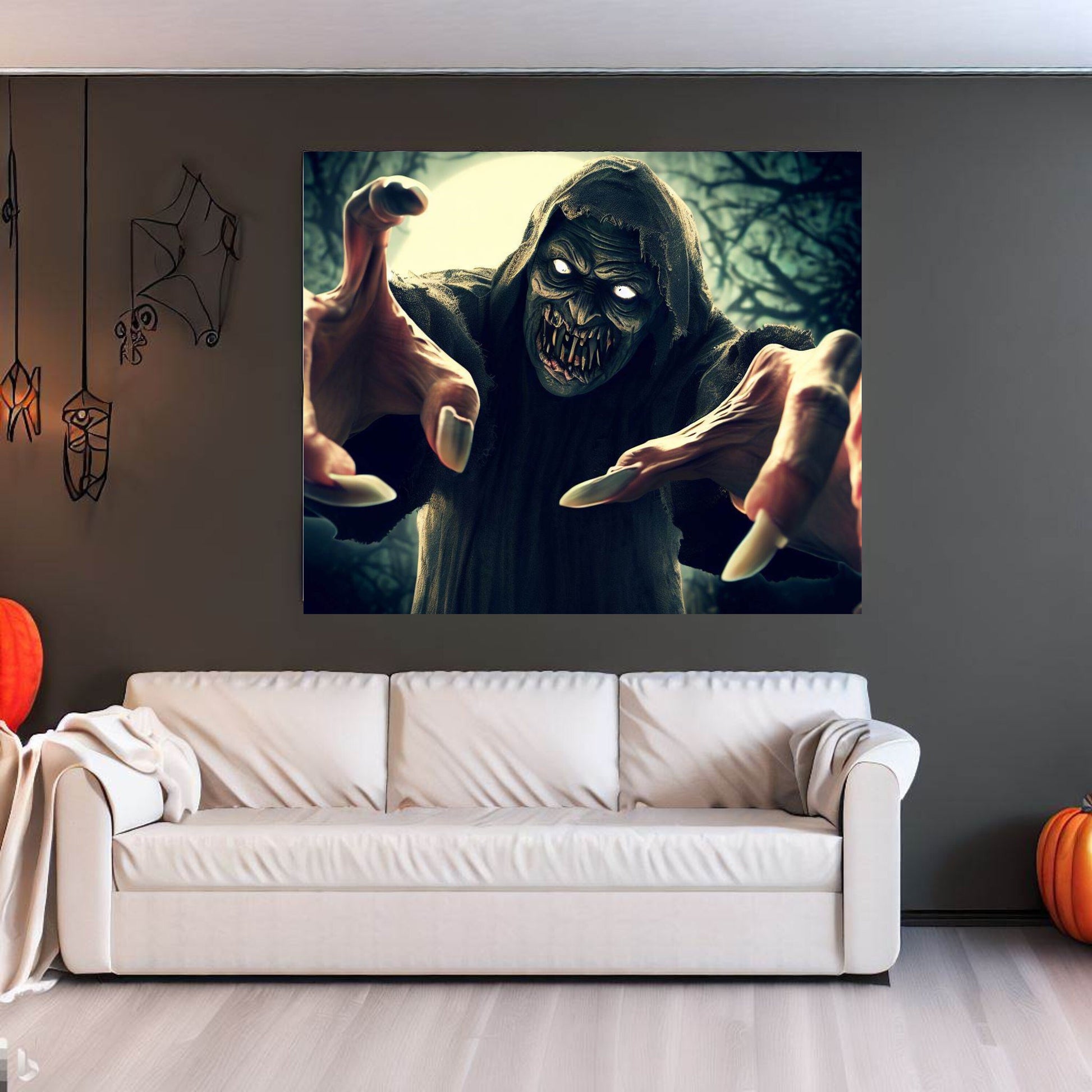 Scary Halloween Wall Art, Spooky Canvas Painting, Halloween Party Decoration, Scary Wall Art, Monster Wall Art, Gift for Halloween Party