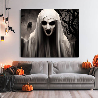 Scary Halloween Wall Art, Spooky Canvas Painting, Halloween Party Decoration, Scary Wall Art, Vampire Wall Art, Gift for Halloween Party