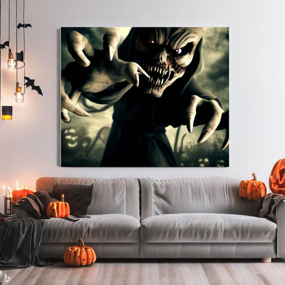 Scary Halloween Wall Art, Spooky Canvas Painting, Halloween Party Decoration, Scary Wall Art, Demon Wall Art, Gift for Halloween Party