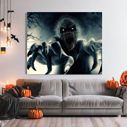 Scary Halloween Wall Art, Spooky Canvas Painting, Halloween Party Decoration, Scary Wall Art, Monster Wall Art, Gift for Halloween Party