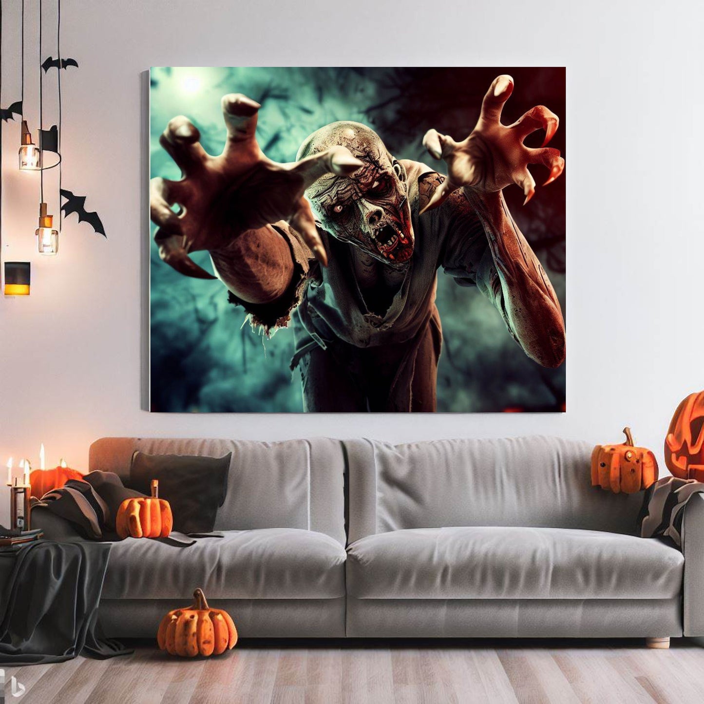 Scary Halloween Wall Art, Spooky Canvas Painting, Halloween Party Decoration, Scary Wall Art, Monster Wall Art, Gift for Halloween Party