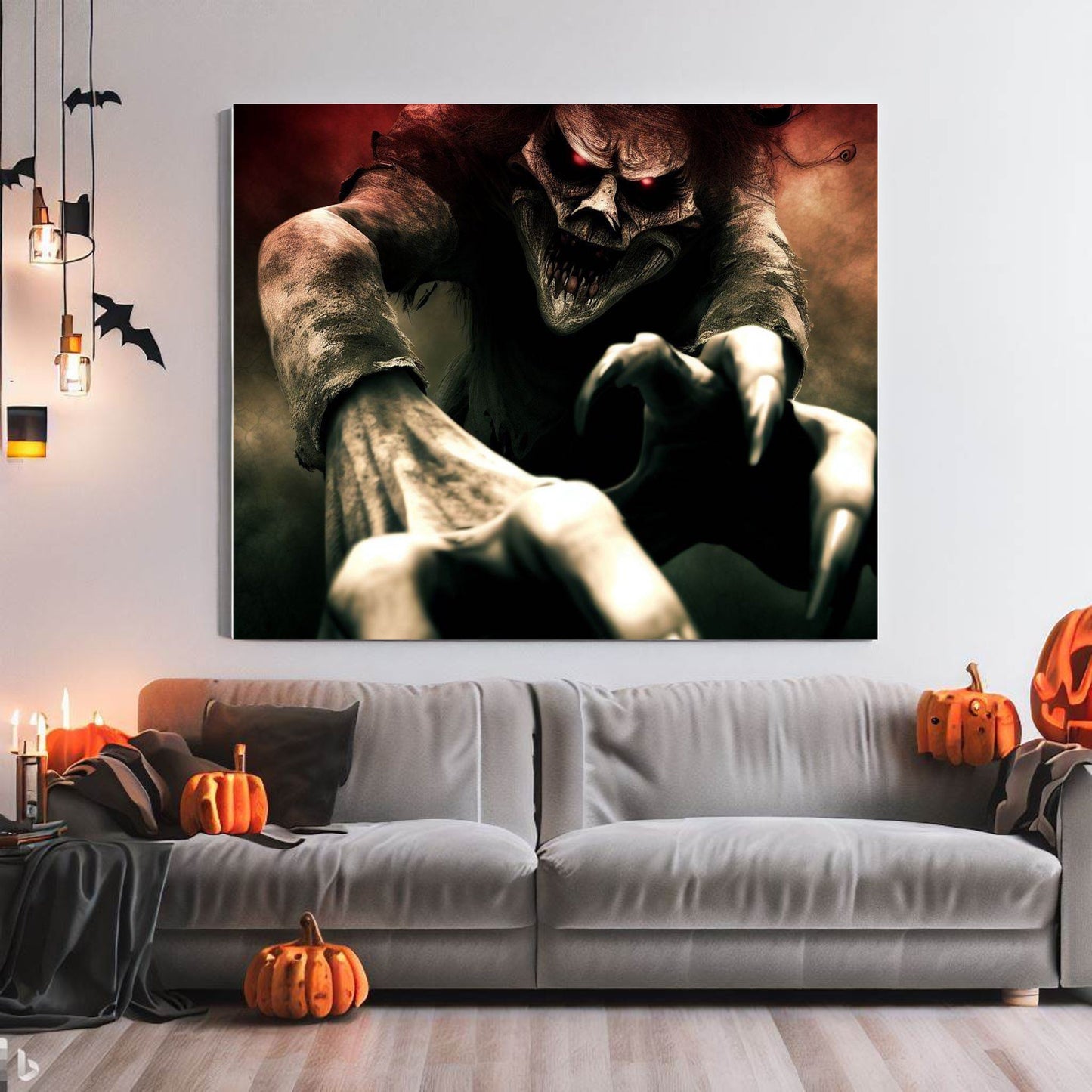 Scary Halloween Wall Art, Spooky Canvas Painting, Halloween Party Decoration, Scary Wall Art, Monster Wall Art, Gift for Halloween Party
