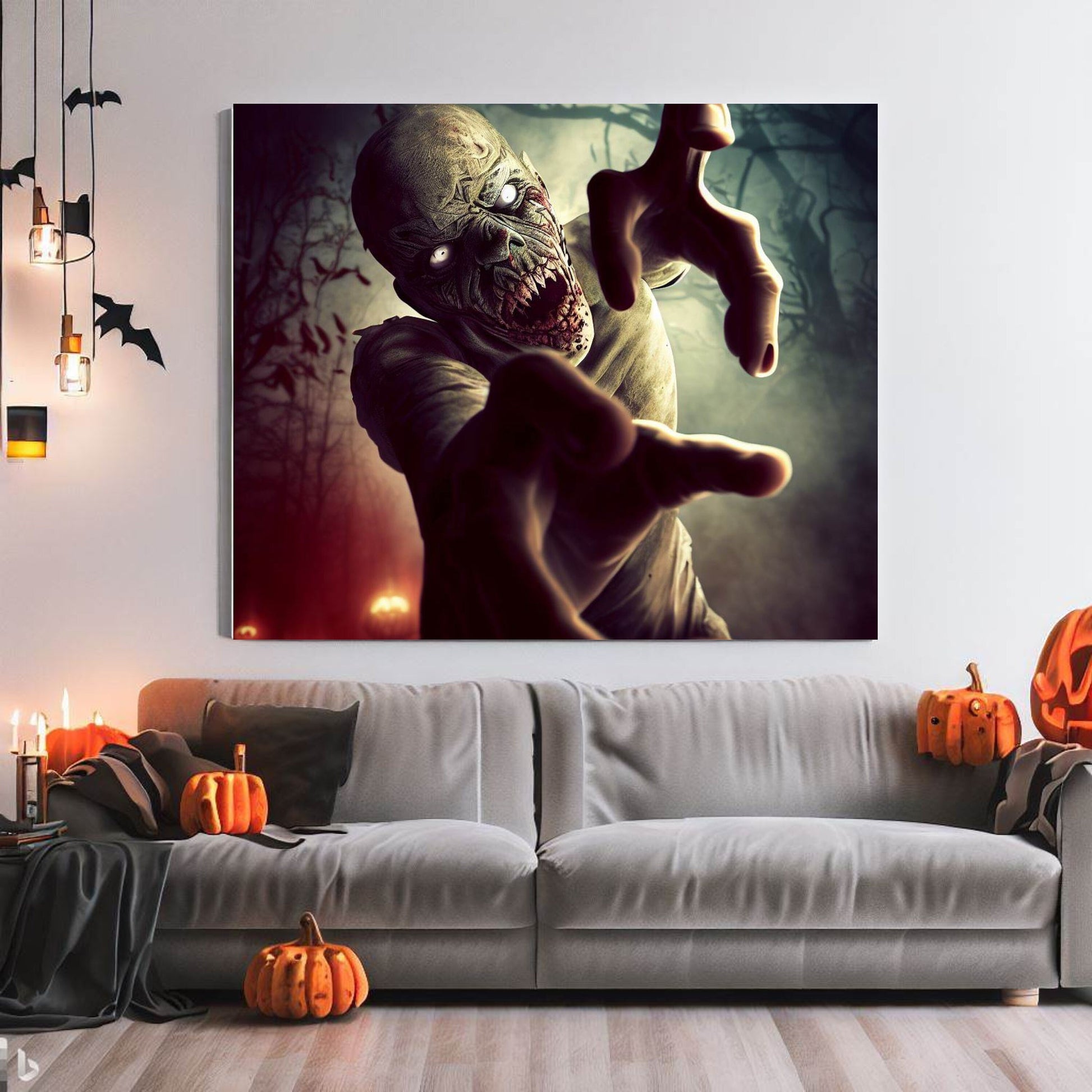 Scary Halloween Wall Art, Spooky Canvas Painting, Halloween Party Decoration, Scary Wall Art, Monster Wall Art, Gift for Halloween Party
