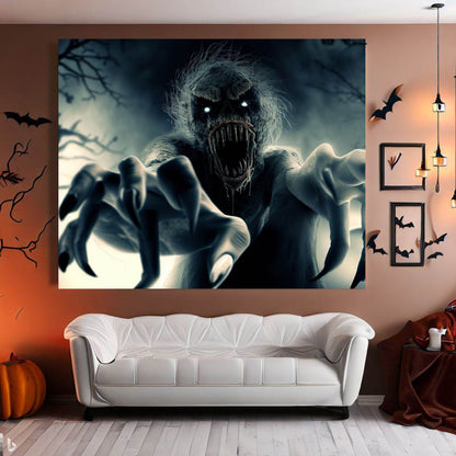Scary Halloween Wall Art, Spooky Canvas Painting, Halloween Party Decoration, Scary Wall Art, Monster Wall Art, Gift for Halloween Party