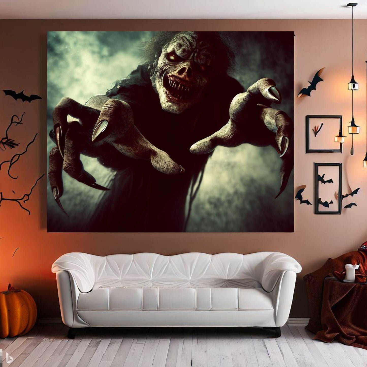 Scary Halloween Wall Art, Spooky Canvas Painting, Halloween Party Decoration, Scary Wall Art, Monster Wall Art, Gift for Halloween Party