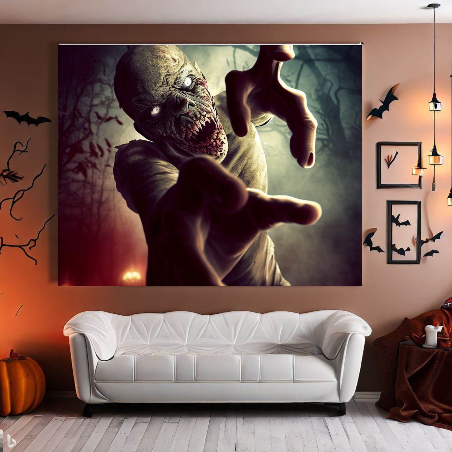 Scary Halloween Wall Art, Spooky Canvas Painting, Halloween Party Decoration, Scary Wall Art, Monster Wall Art, Gift for Halloween Party