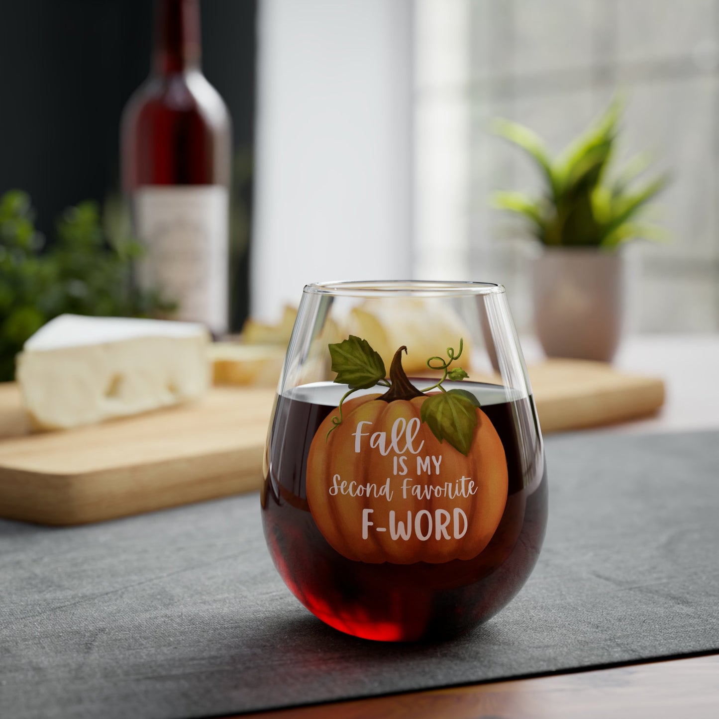 Cute Fall Wine Glass, Fall Is My Second Favorite F-Word, Funny Drink Glass, Autumn Drinking Glass, Pumpkin Wine Glass, New Home Gift for Her