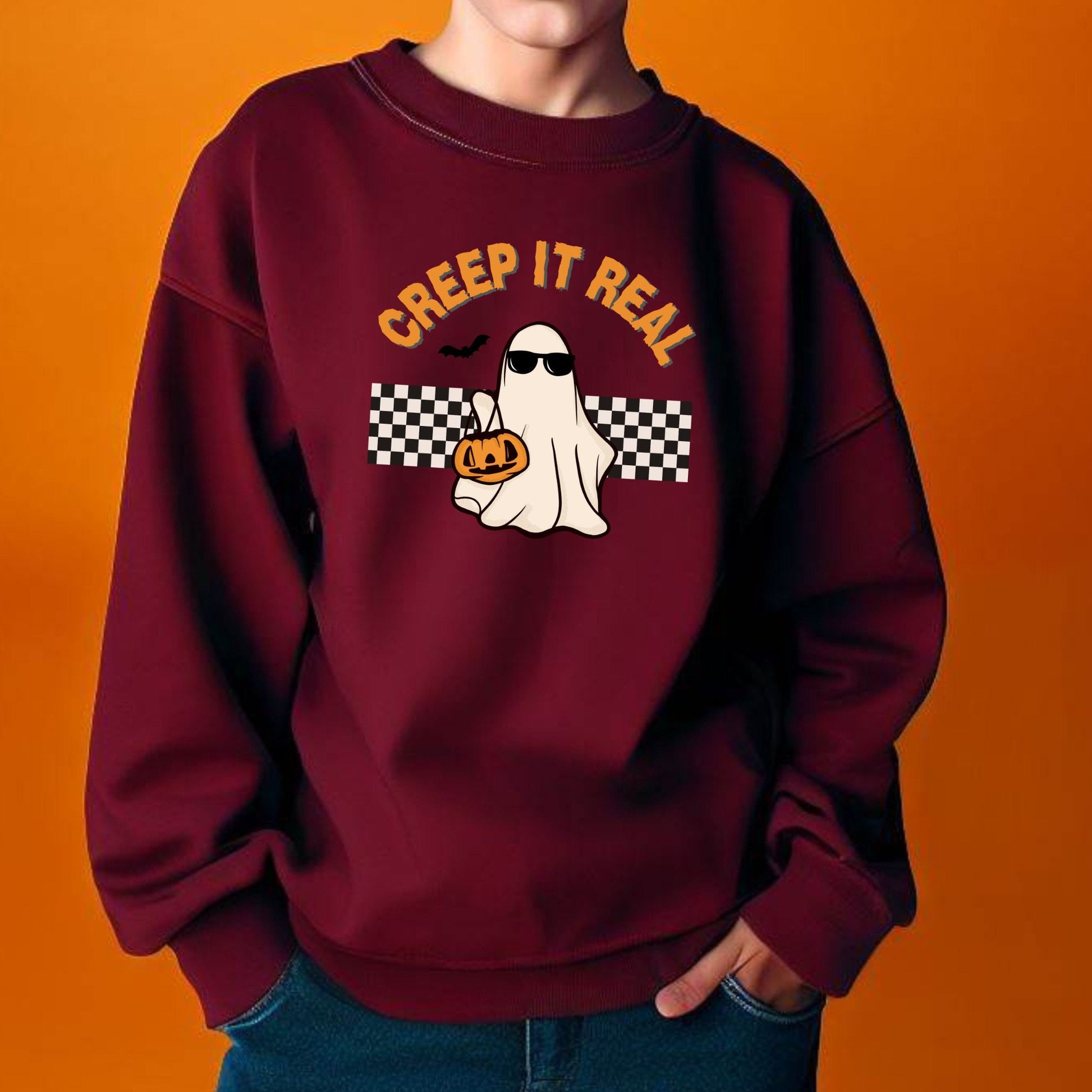 Creep It Real Sweatshirt, Halloween Kids Sweatshirt, Spooky Seasons Youth Sweater, Kids Halloween Shirt, Retro Halloween Shirt, Gift for Kid