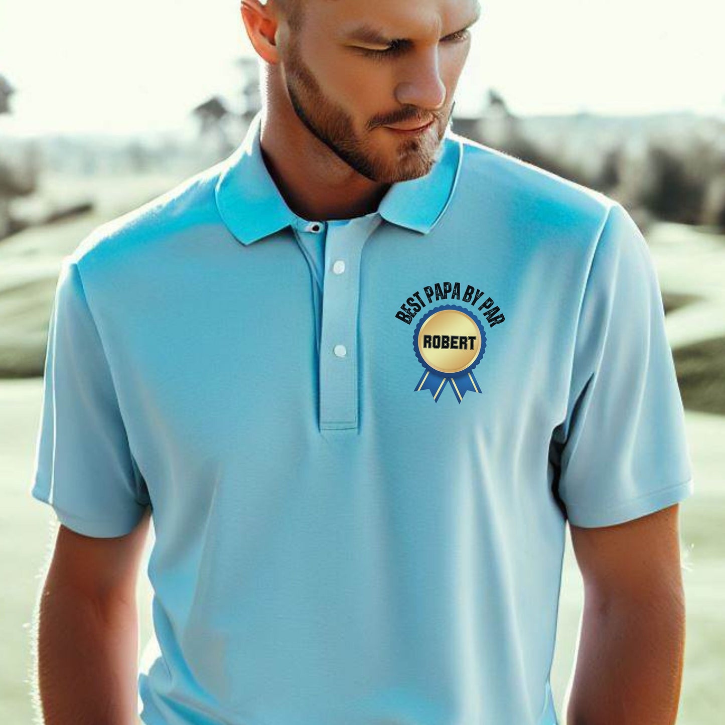 Mens Custom Golf Polo, Personalized Polo Shirt for Grandfather, Best Papa By Par Polo T-Shirt, Gift for Golfer, Perfect Gift for Grandpa