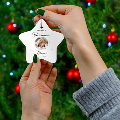 Custom Baby's First Christmas Ornament, Personalized Photo for Babys 1st Xmas, Customized Ornament Gift for Newborn, Great Gift for New Mom