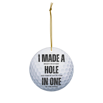 Golf Ball Christmas Ornament, Ceramic Xmas Ornament for Golfer, Perfect Gift for Golf Lover, Gift for Husband, Grandfather, Boyfriend, Dad
