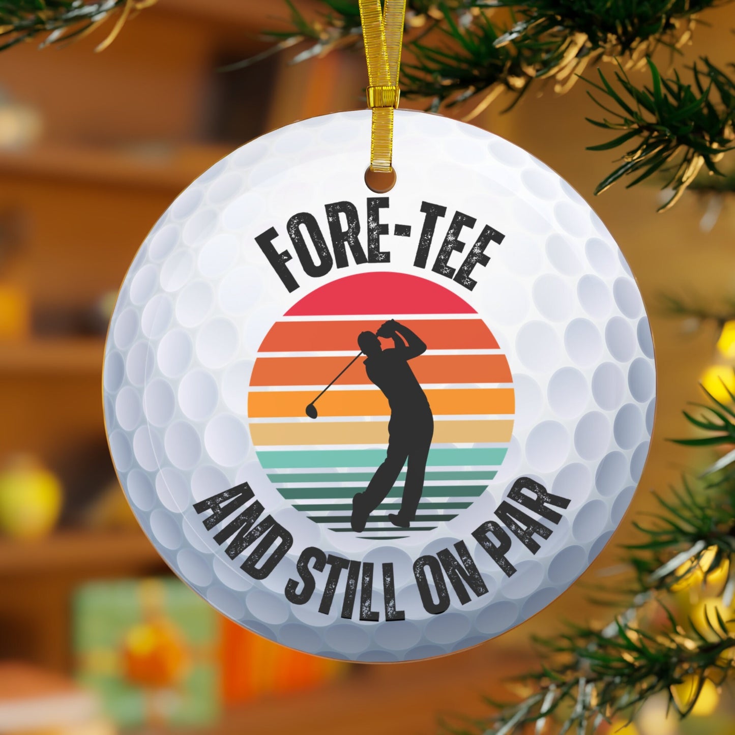Golf Ball Christmas Ornament, Glass Xmas Ornament for Golfer, Perfect Gift for Husband or Dad, Gift for Golfer, Xmas Gift for 40 Year Old