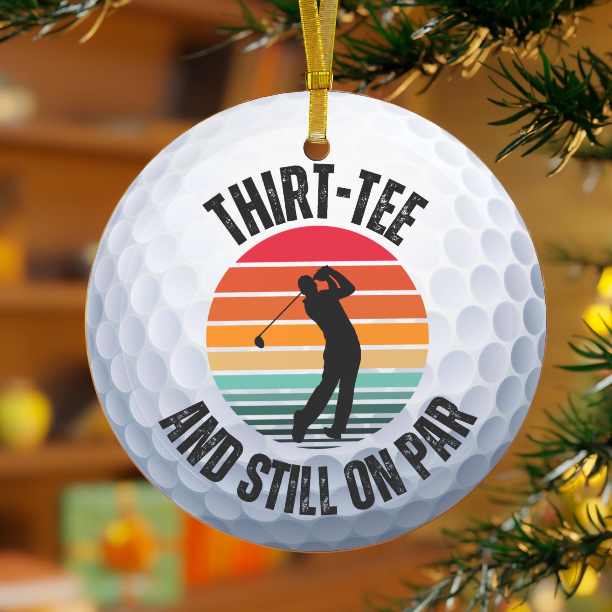 Golf Ball Christmas Ornament, Glass Xmas Ornament for Golfer, Perfect Gift for Husband or Dad, Gift for Golfer, Xmas Gift for 30 Year Old