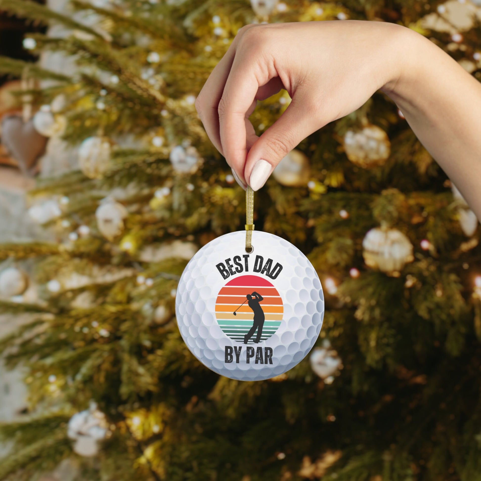 Golf Ball Christmas Ornament, Glass Xmas Ornament for Golfer, Perfect Gift for Husband or Dad, Gift for Golfer, Xmas Gift for Dad or Father