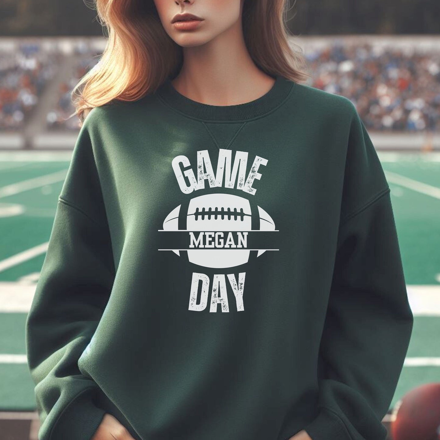 Women's Custom Football Sweatshirt, Cute Football Hoodie, Girls Personalized Fantasy Football Sweater, Retro Tailgaiting Game Day Sweatshirt
