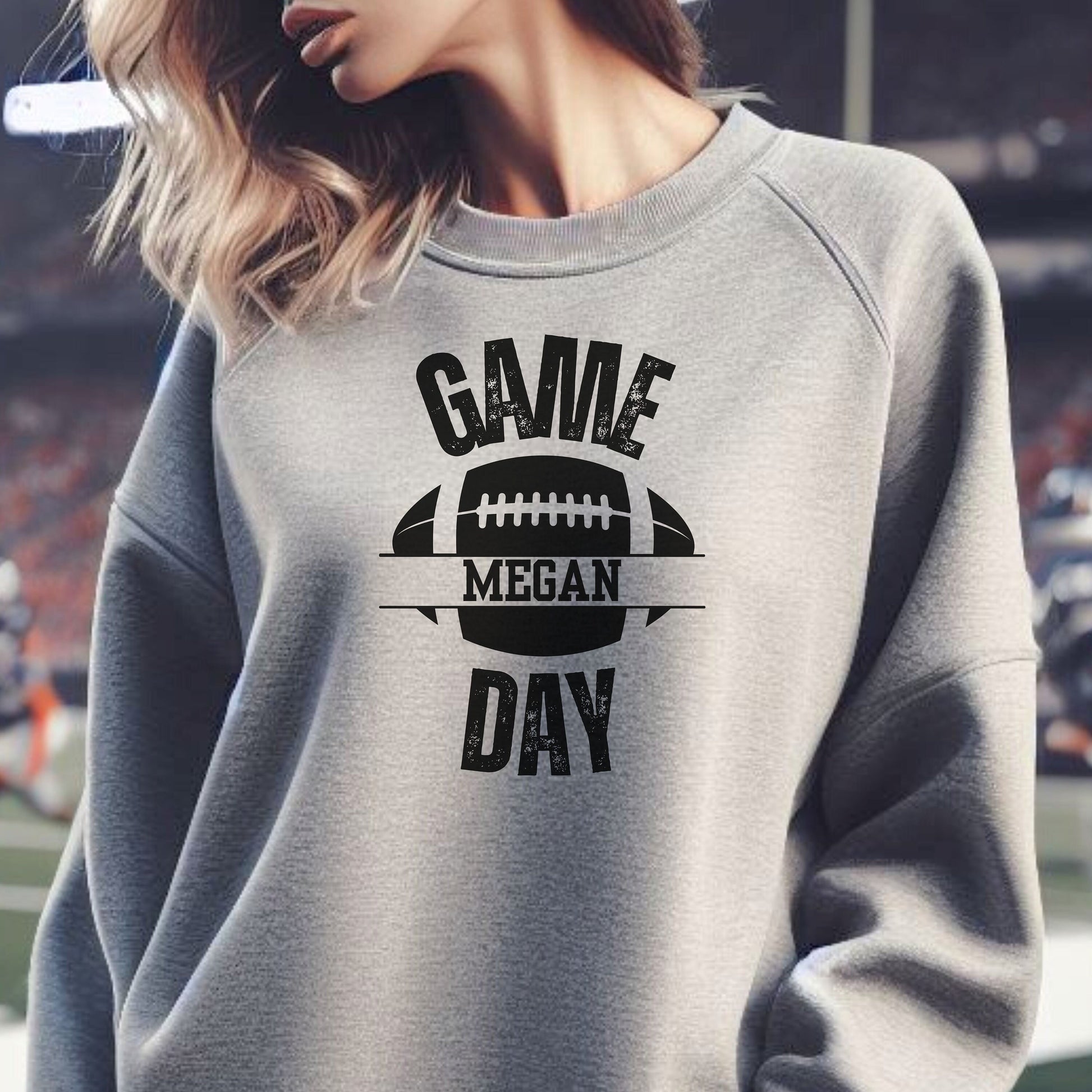 Women's Custom Football Sweatshirt, Cute Football Hoodie, Girls Personalized Fantasy Football Sweater, Retro Tailgaiting Game Day Sweatshirt