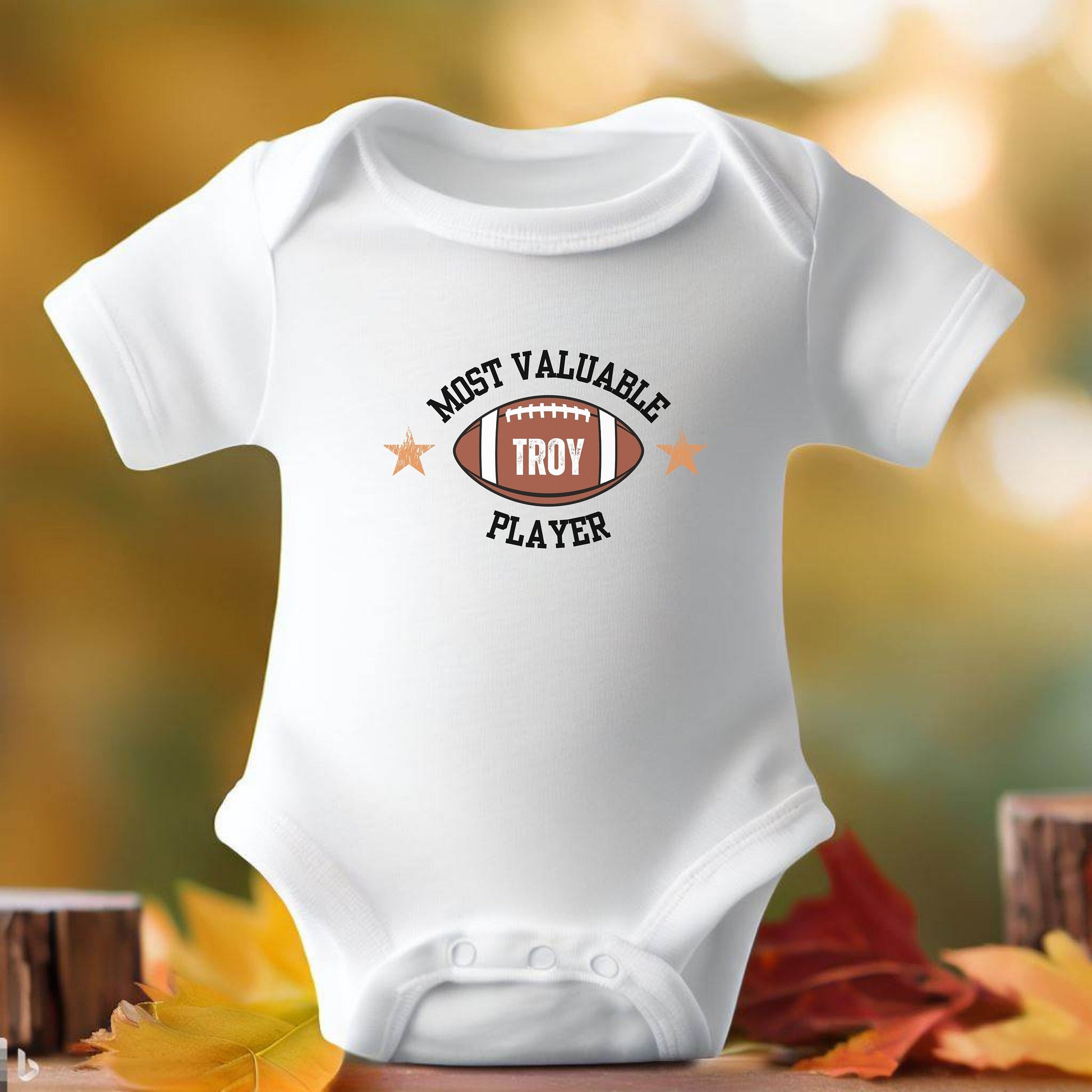 Custom Infant Football Shirt, Cute Personalized Baby Bodysuit, Football Shirt for Baby, Most Valuable Player, Perfect Gift for New Dad