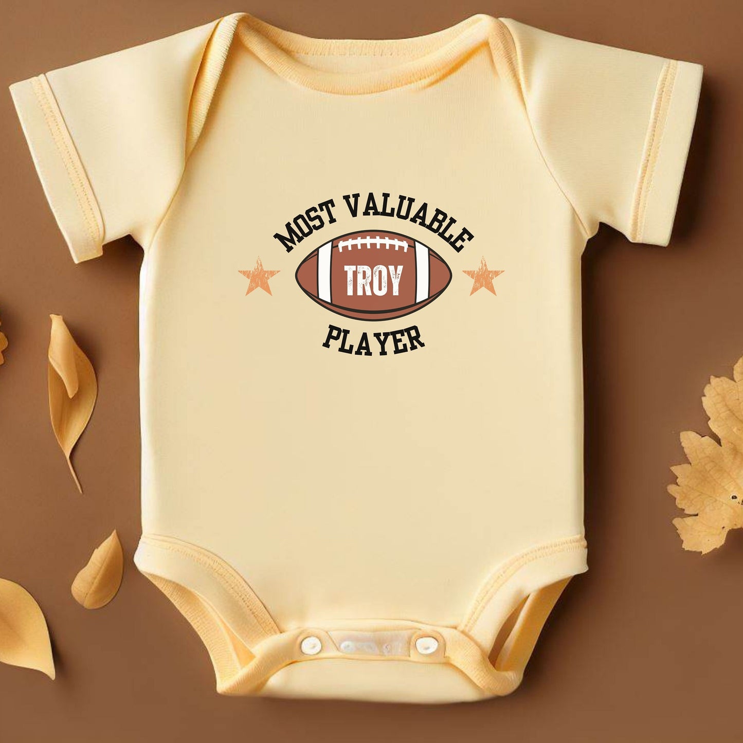 Custom Infant Football Shirt, Cute Personalized Baby Bodysuit, Football Shirt for Baby, Most Valuable Player, Perfect Gift for New Dad