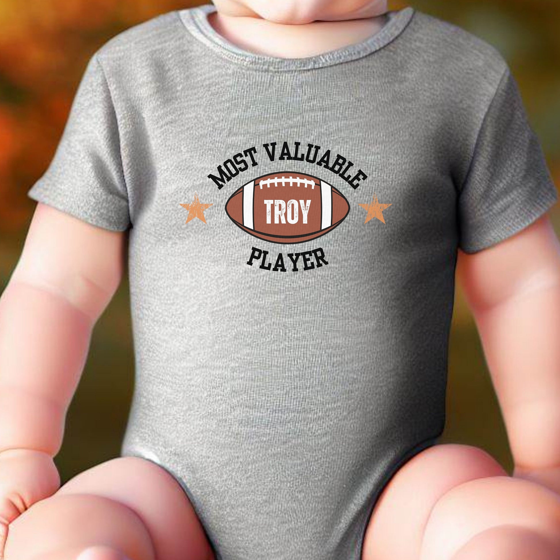 Custom Infant Football Shirt, Cute Personalized Baby Bodysuit, Football Shirt for Baby, Most Valuable Player, Perfect Gift for New Dad