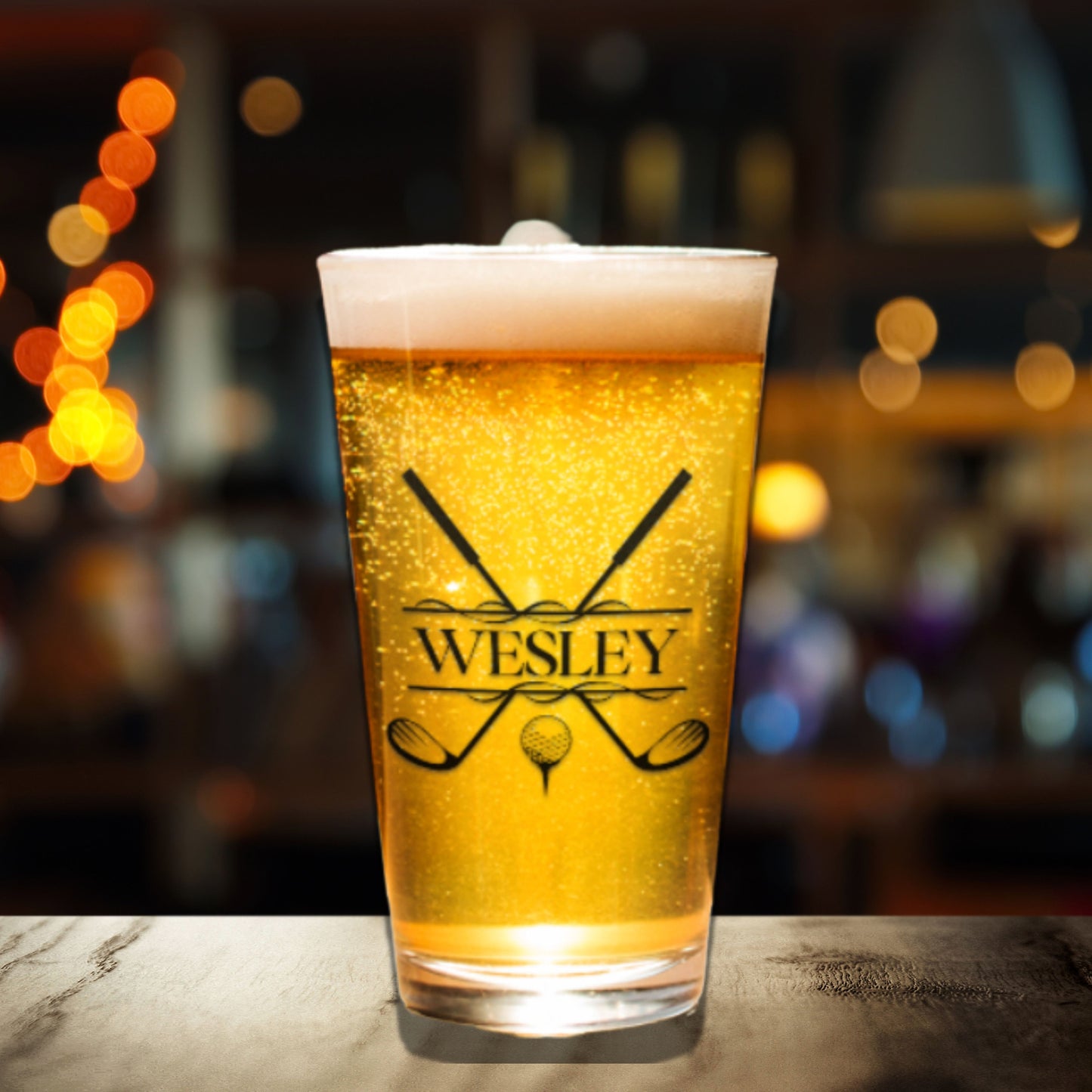 Custom Golf Pint Glass, Personalized Golf Beer Glass, Customized Glass for Golfer, Great Gift for Dad, Father, Husband, Gift for Golf Lover
