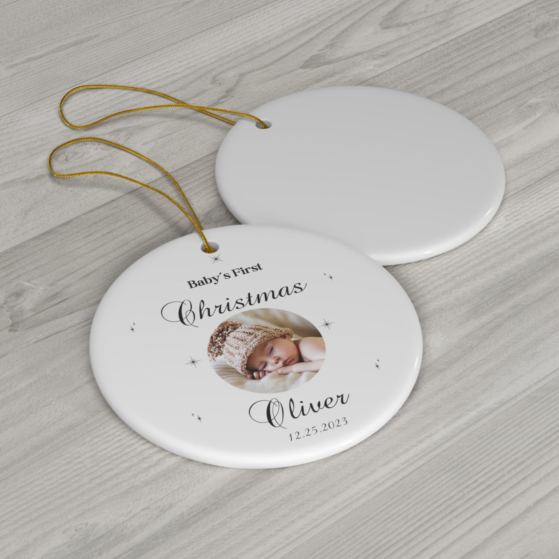 Custom Baby's First Christmas Ornament, Personalized Photo for Babys 1st Xmas, Customized Ornament Gift for Newborn, Great Gift for New Mom