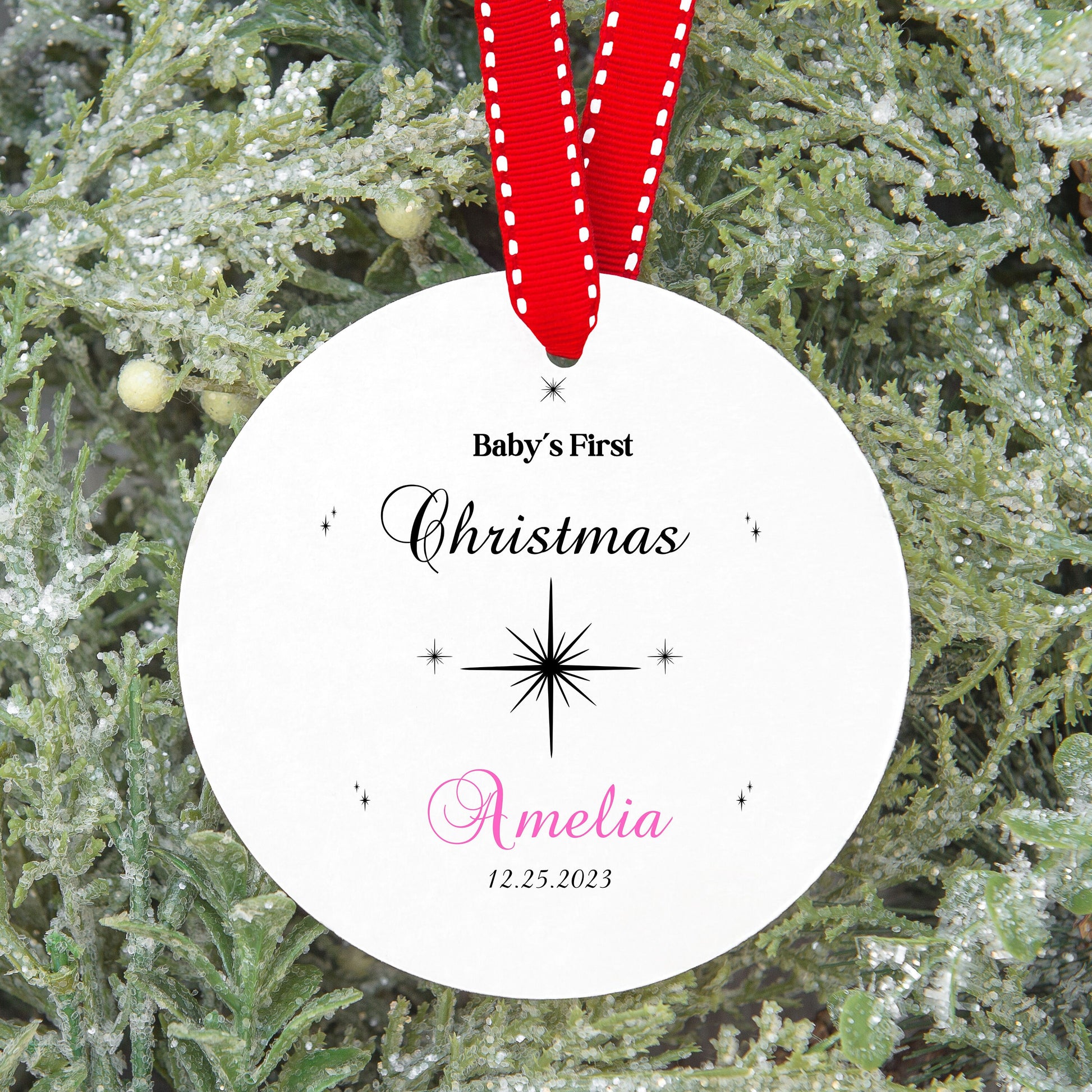 Custom Baby's First Christmas Ornament, Personalized Photo for Babys 1st Xmas, Customized Ornament Gift for Newborn, Great Gift for New Mom