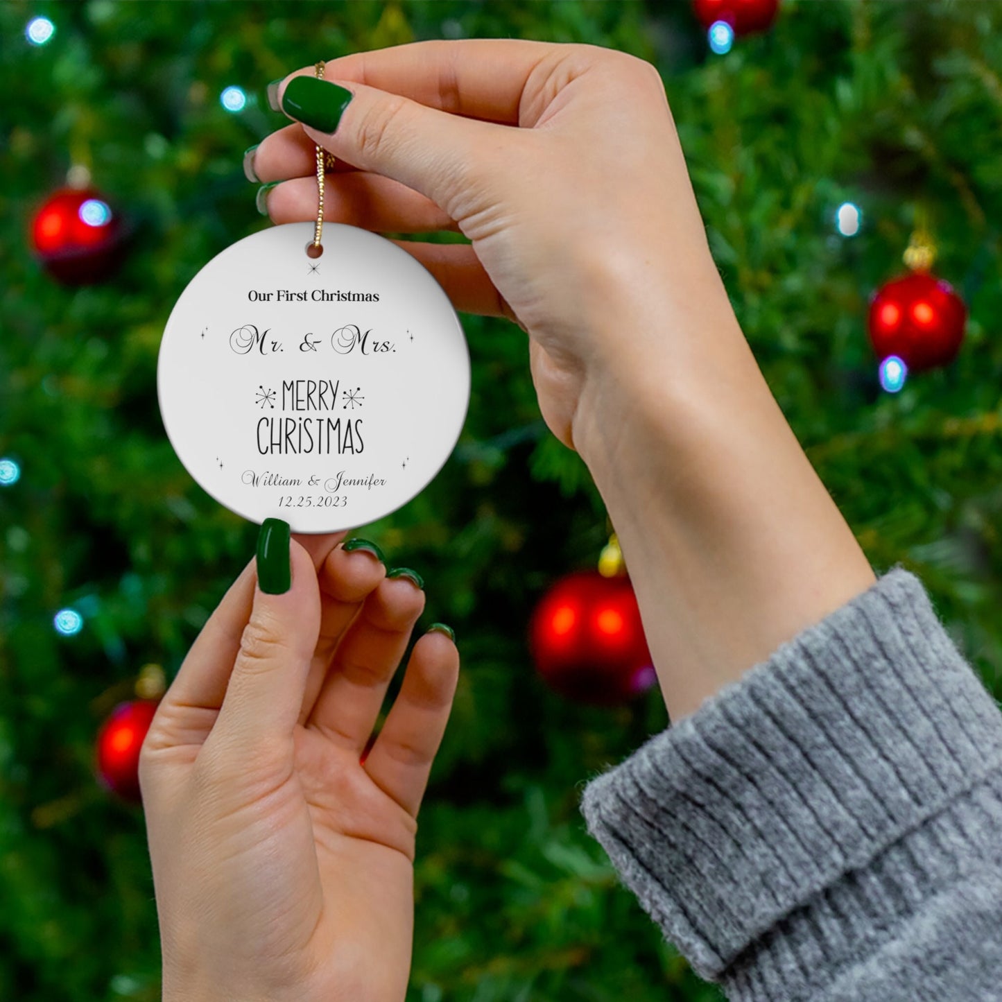 Custom First Christmas Ornament, Personalized Ornament for 1st Christmas Together, Customized Xmas Ornament for Mr and Mrs, Ornament Gift
