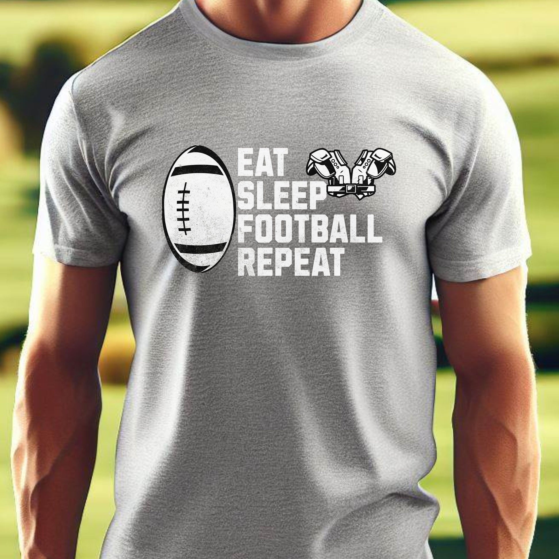 Men's Football T-shirt, Eat Sleep Football Repeat, Shirt for Football Lover, Tshirt Gift for Men, Great Gift for Dad, Father, Gift for Son