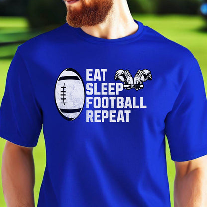 Men's Football T-shirt, Eat Sleep Football Repeat, Shirt for Football Lover, Tshirt Gift for Men, Great Gift for Dad, Father, Gift for Son