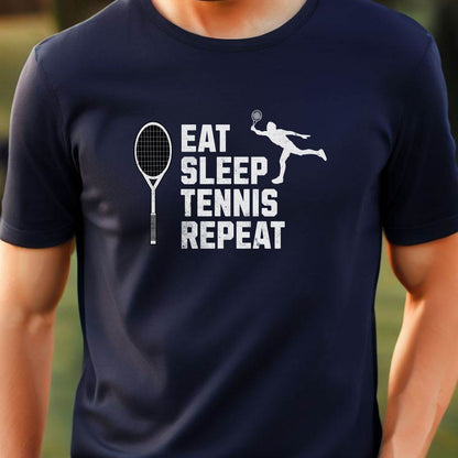 Men's Tennis T-shirt, Eat Sleep Tennis Repeat, Shirt for Tennis Lover, Tshirt Gift for Men, Great Gift for Dad, Father, Sport Gift for Son