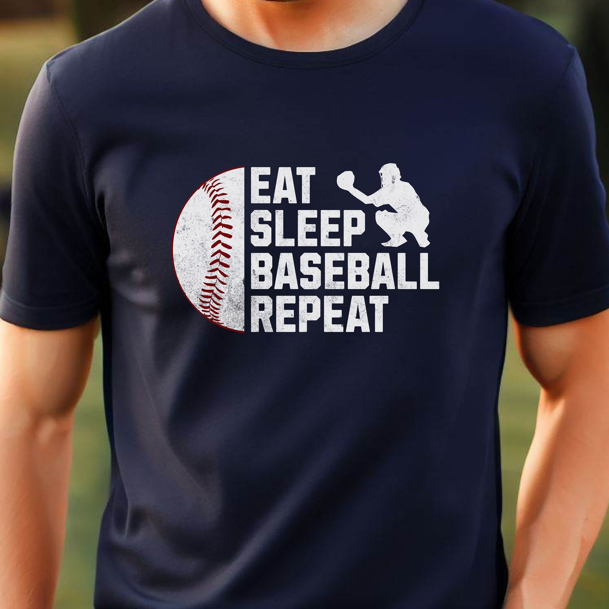Men's Baseball T-shirt, Eat Sleep Baseball Repeat, Shirt for Baseball Lover, Tshirt Gift for Men, Great Gift for Dad, Father, Gift for Son