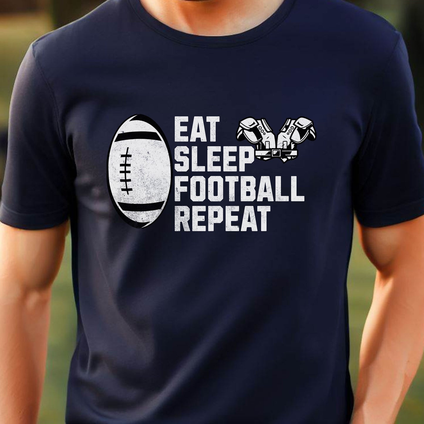 Men's Football T-shirt, Eat Sleep Football Repeat, Shirt for Football Lover, Tshirt Gift for Men, Great Gift for Dad, Father, Gift for Son