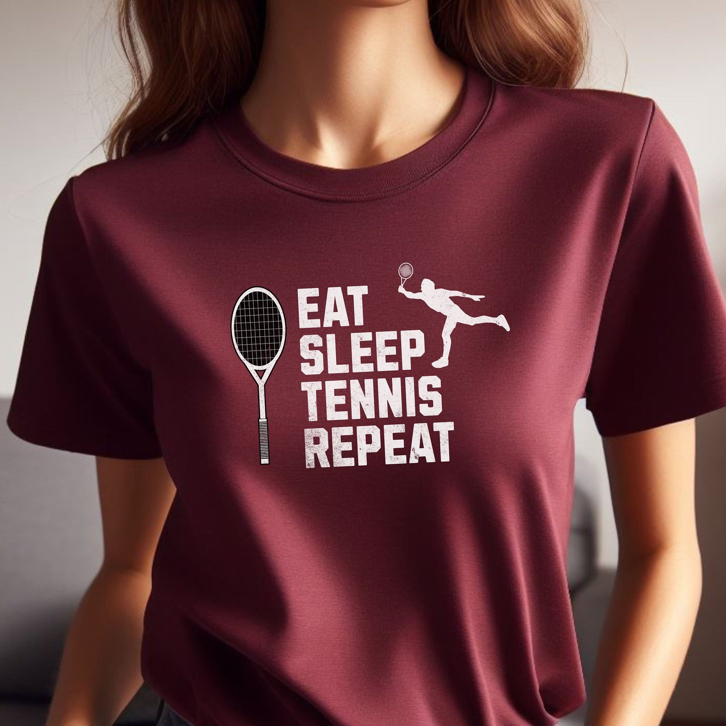 Men's Tennis T-shirt, Eat Sleep Tennis Repeat, Shirt for Tennis Lover, Tshirt Gift for Men, Great Gift for Dad, Father, Sport Gift for Son