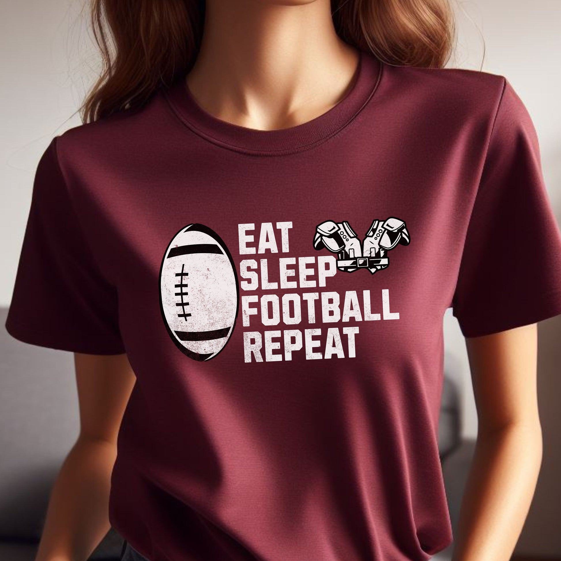 Men's Football T-shirt, Eat Sleep Football Repeat, Shirt for Football Lover, Tshirt Gift for Men, Great Gift for Dad, Father, Gift for Son