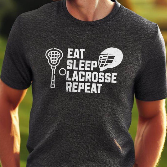 Men's Lacrosse T-shirt, Eat Sleep Lacrosse Repeat, Shirt for Lax Lover, Tshirt Gift for Men, Great Gift for Dad, Father, Gift for Son