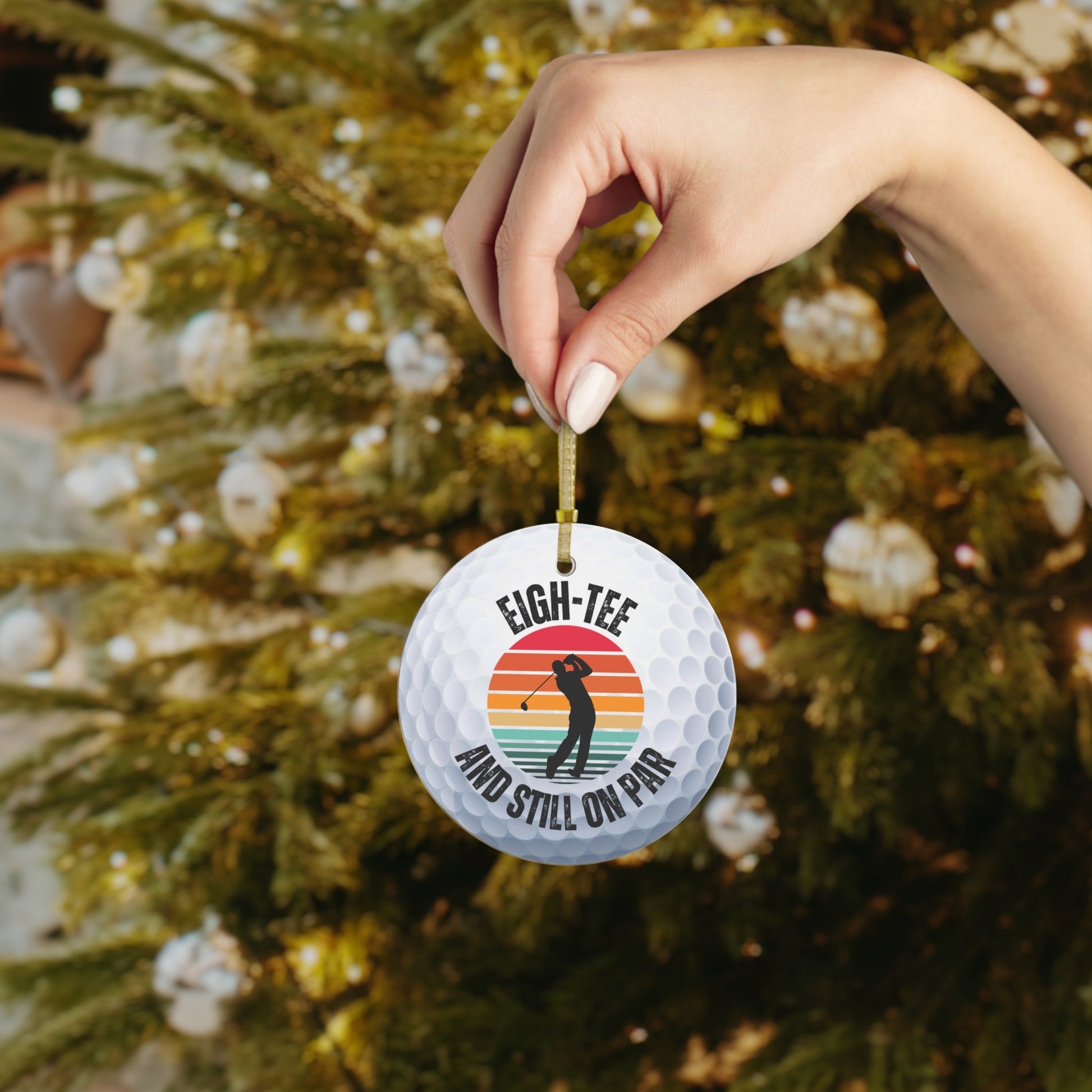 Golf Ball Christmas Ornament, Glass Xmas Ornament for Golfer, Perfect Gift for Husband or Dad, Gift for Golfer, Xmas Gift for 80 Year Old