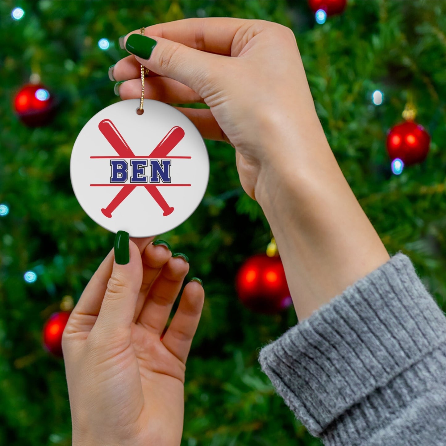 Custom Baseball Christmas Ornament, Personalized Xmas Ornament for Baseball Lover, Gift for Son, Gift for Grandson, Gift for Dad, Father