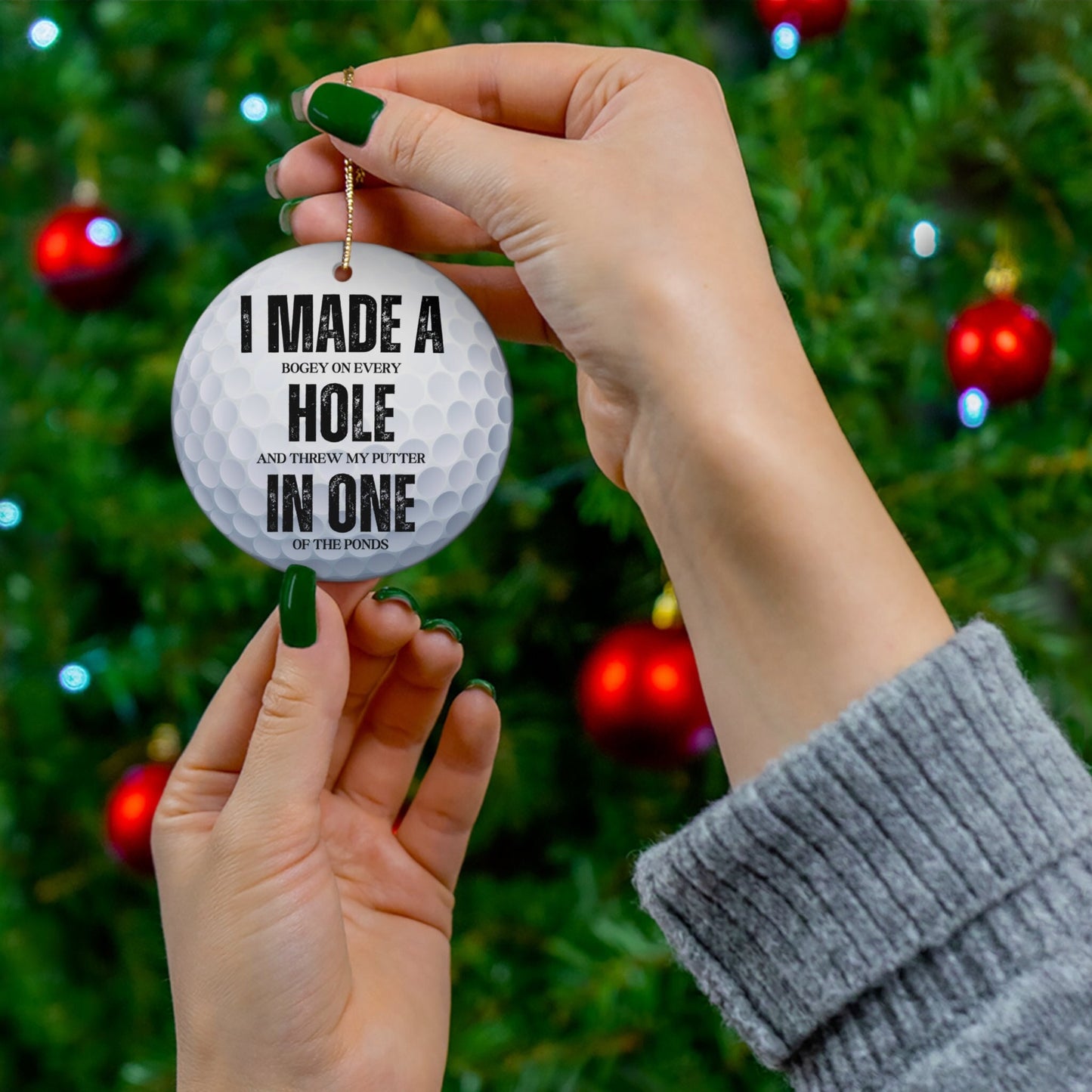 Golf Ball Christmas Ornament, Ceramic Xmas Ornament for Golfer, Perfect Gift for Golf Lover, Gift for Husband, Grandfather, Boyfriend, Dad