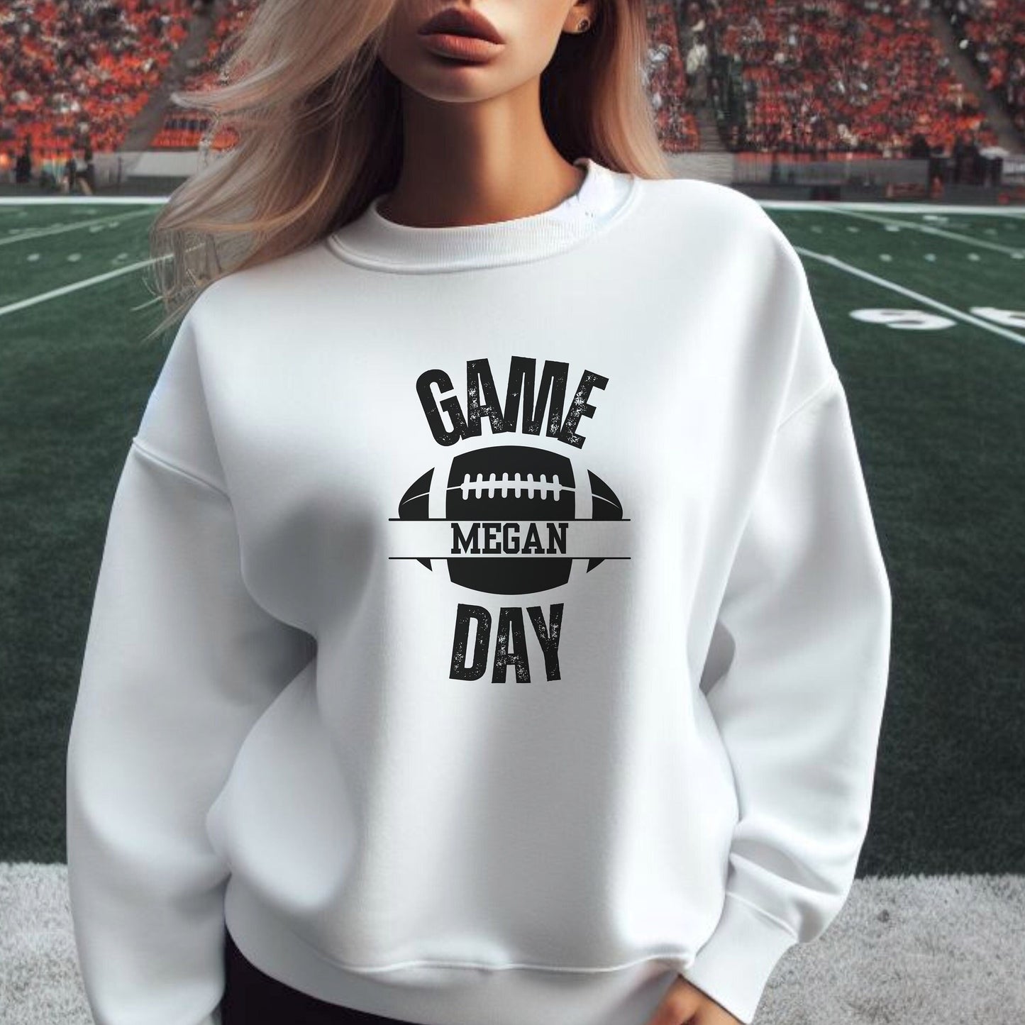 Women's Custom Football Sweatshirt, Cute Football Hoodie, Girls Personalized Fantasy Football Sweater, Retro Tailgaiting Game Day Sweatshirt