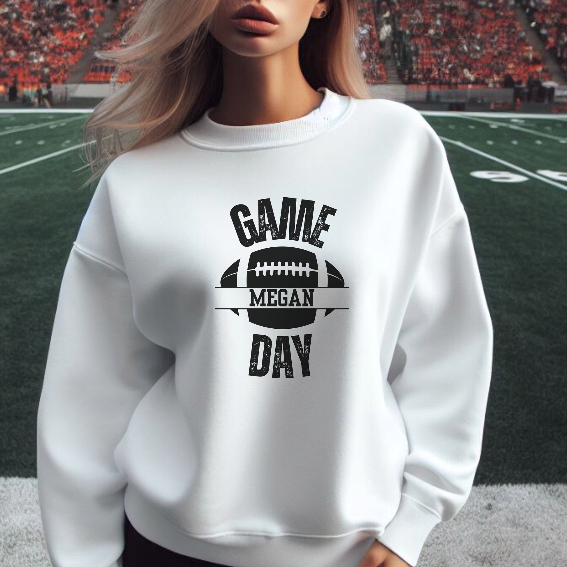 Women's Custom Football Sweatshirt, Cute Football Hoodie, Girls Personalized Fantasy Football Sweater, Retro Tailgaiting Game Day Sweatshirt