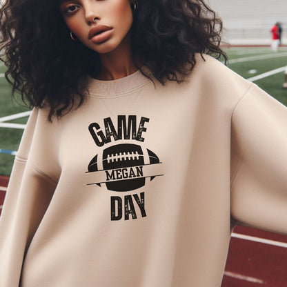 Women's Custom Football Sweatshirt, Cute Football Hoodie, Girls Personalized Fantasy Football Sweater, Retro Tailgaiting Game Day Sweatshirt