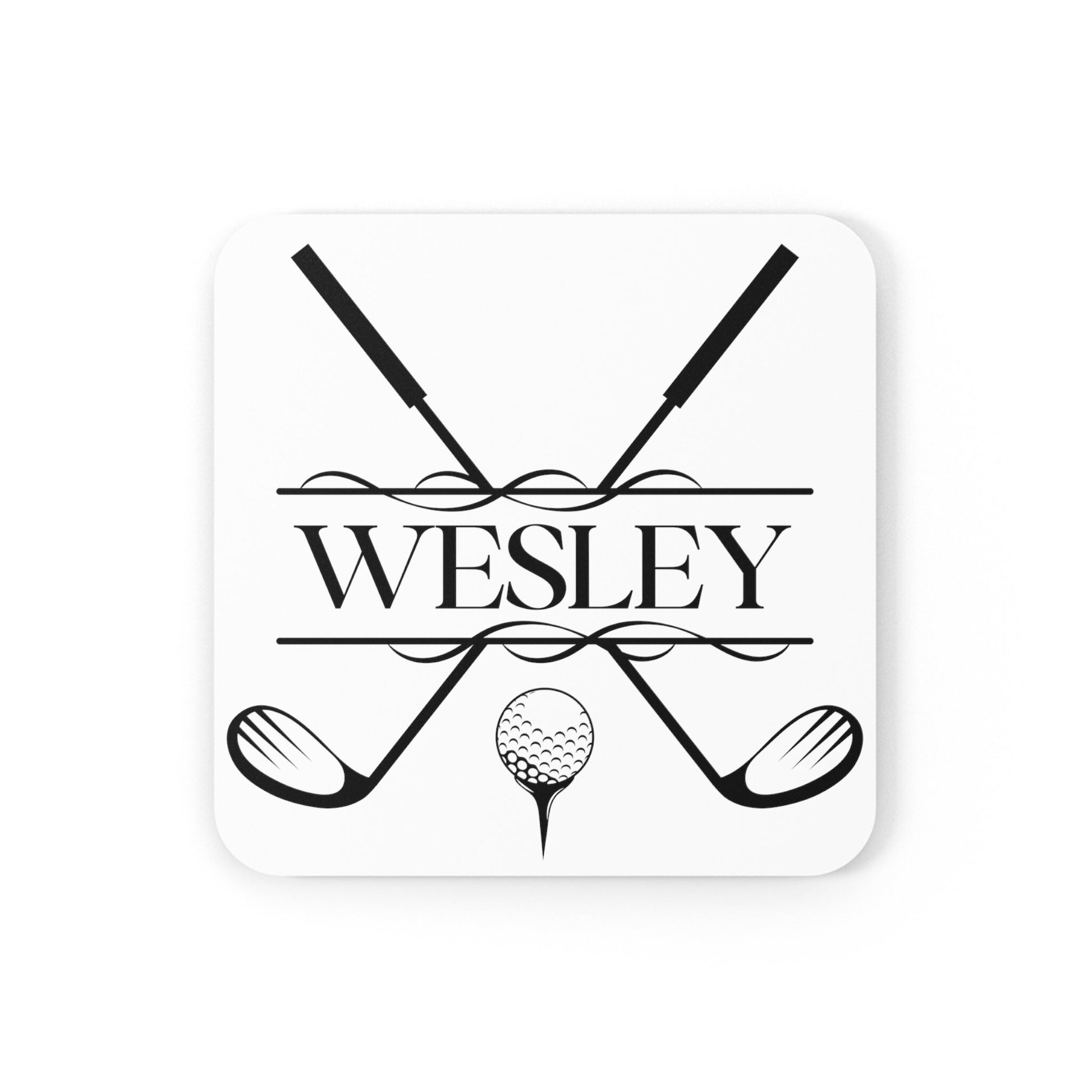 Custom Monogrammed Drink Coaster, Personalized Beer Coaster for Golfer, Customized Coaster for Golf Lover, Corkwood Coaster GIft, Set of 4