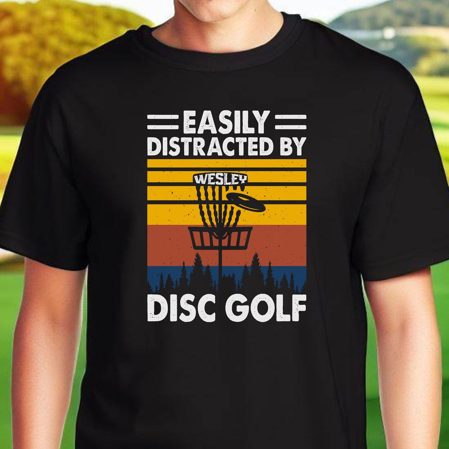 Custom Distracted By Disc Golf Shirt, Personalized Disc Golf Tshirt, Funny Disc Golfing T-Shirt, Perfect Gift for Golfer, Golf Gift for Men