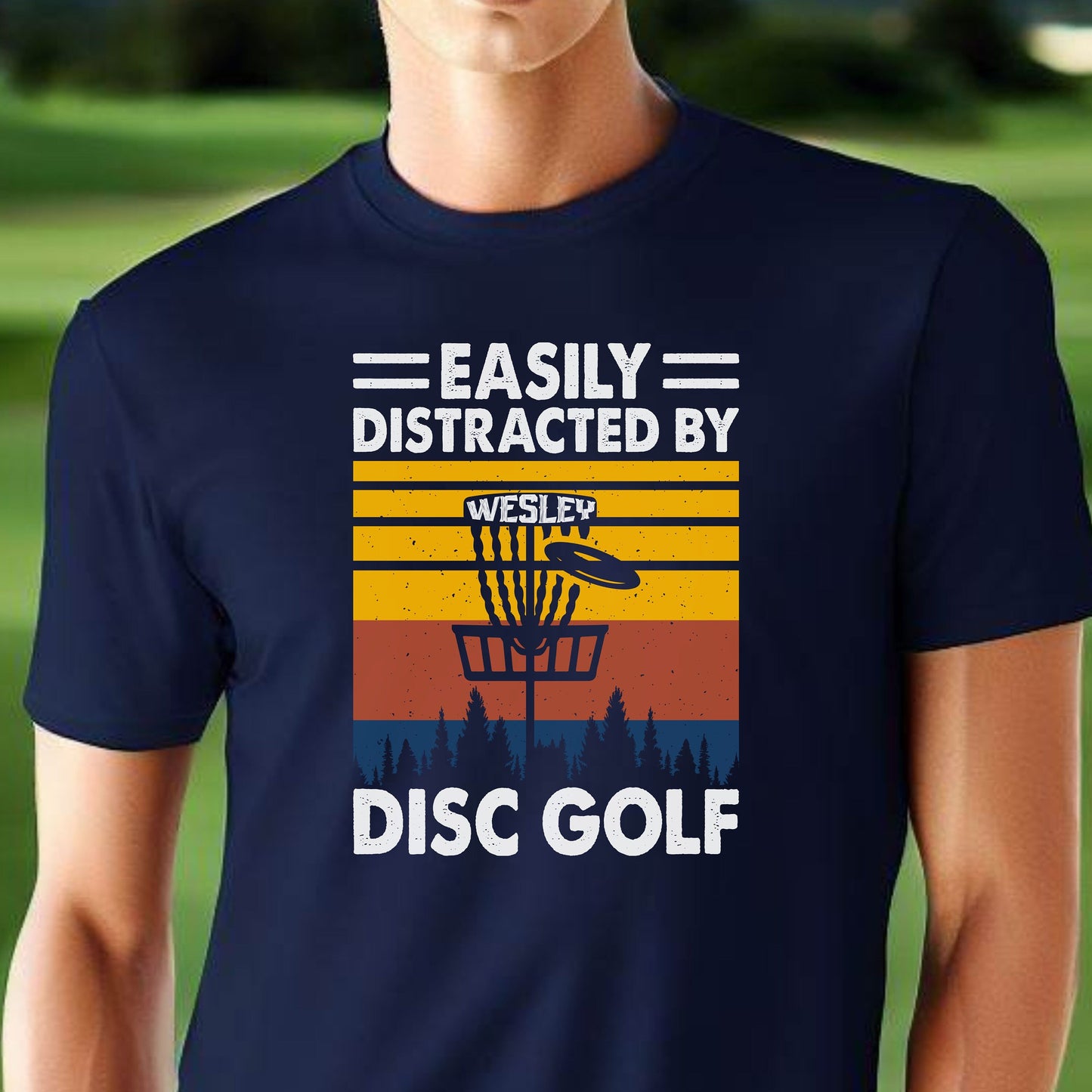 Custom Distracted By Disc Golf Shirt, Personalized Disc Golf Tshirt, Funny Disc Golfing T-Shirt, Perfect Gift for Golfer, Golf Gift for Men