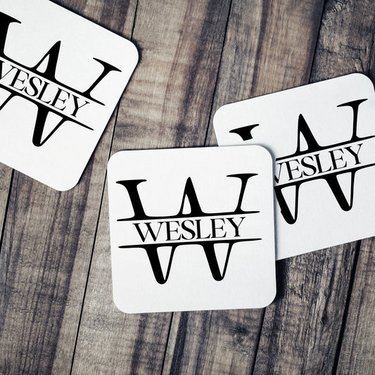 Custom Monogrammed Drink Coaster, Personalized Beer Coaster for Golfer, Customized Coaster for Golf Lover, Corkwood Coaster GIft, Set of 4