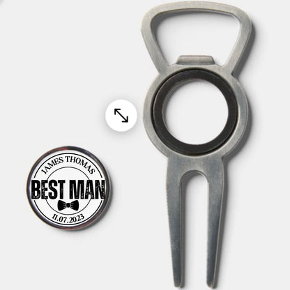 Custom Divot Tool with Ball Marker and Bottle Opener, Personalized Gift for Golfer, Golf Ball Marker with Divot Tool, Golf Christmas Gift