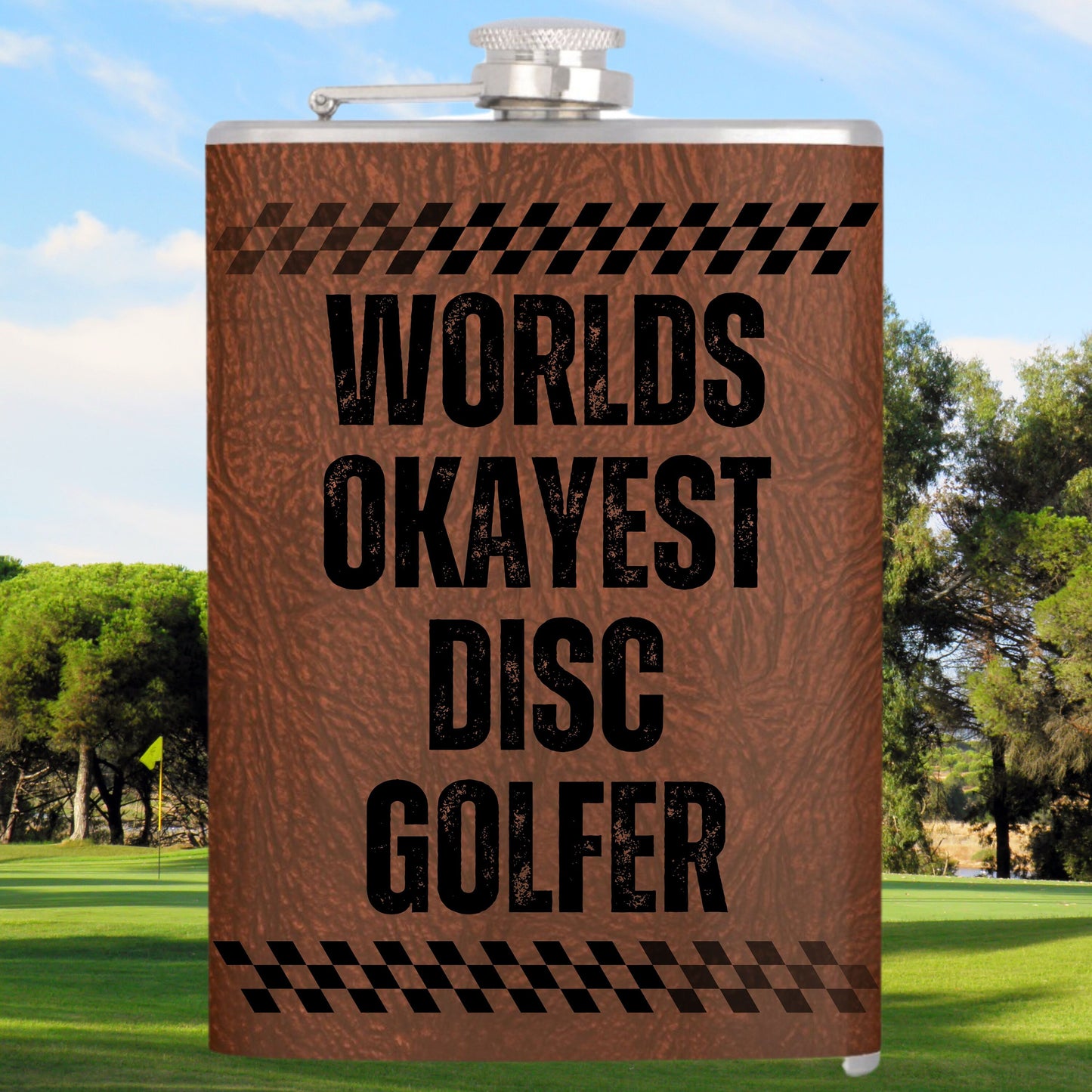 Custom Vinyl Leather Flask, Personalized Flask for Men, 6 or 8 oz Hip Flask, Gift for Groomsman, Gift for Dad, Gift for Golfer, Golf Flask