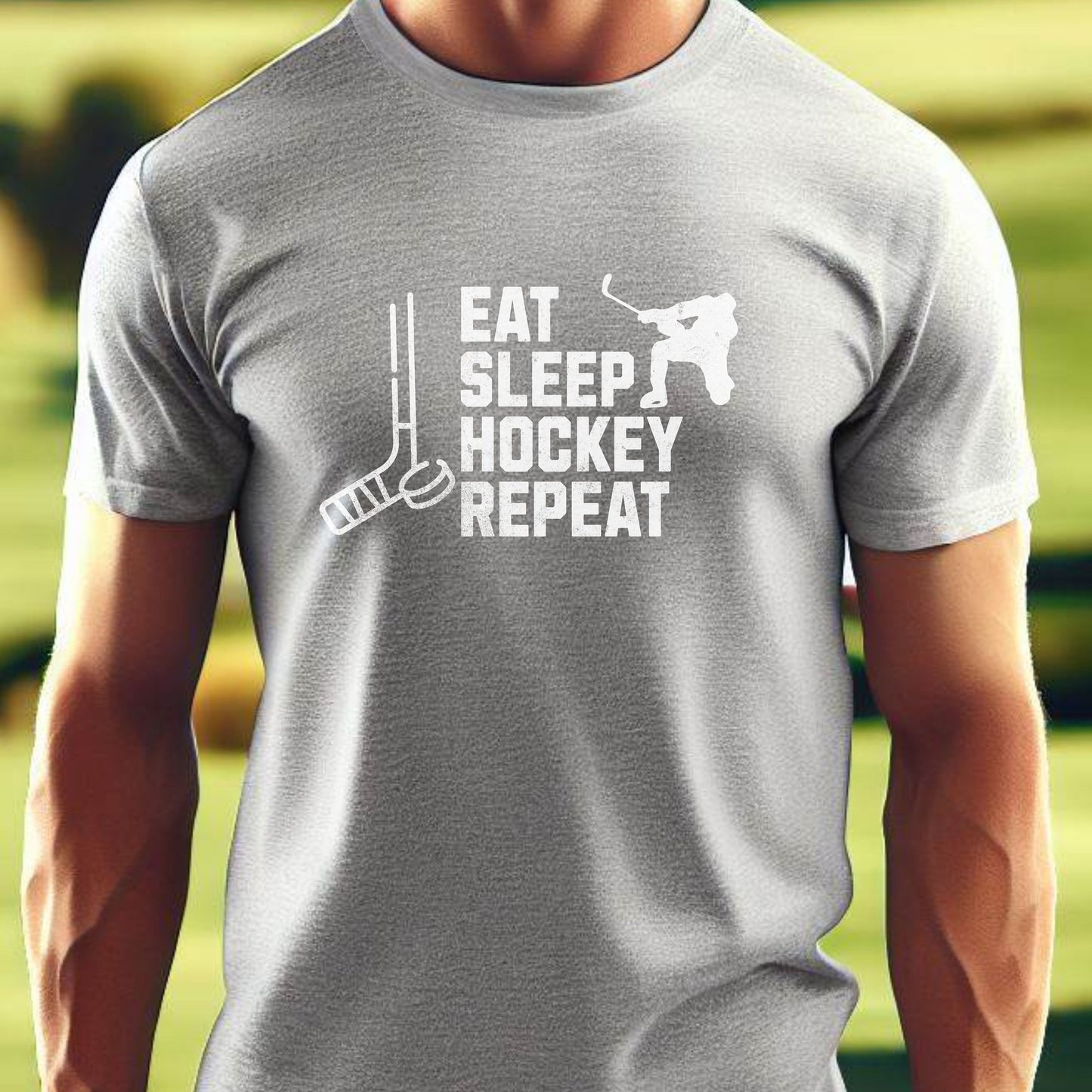 Men's Hockey T-shirt, Eat Sleep Hockey Repeat, Shirt for Hockey Lover, Tshirt Gift for Men, Great Gift for Dad, Father, Gift for Son