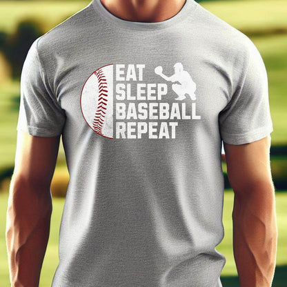 Men's Baseball T-shirt, Eat Sleep Baseball Repeat, Shirt for Baseball Lover, Tshirt Gift for Men, Great Gift for Dad, Father, Gift for Son